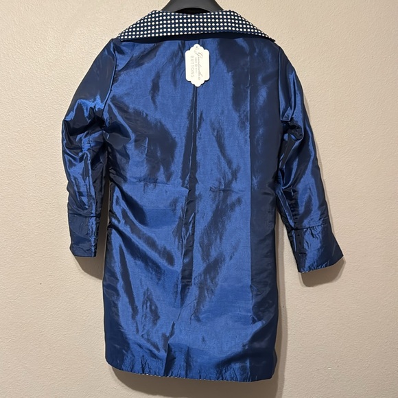 Grace Chuang New York Navy w/ Polka Dot Women’s Open Front Jacket Size S - Picture 3 of 4